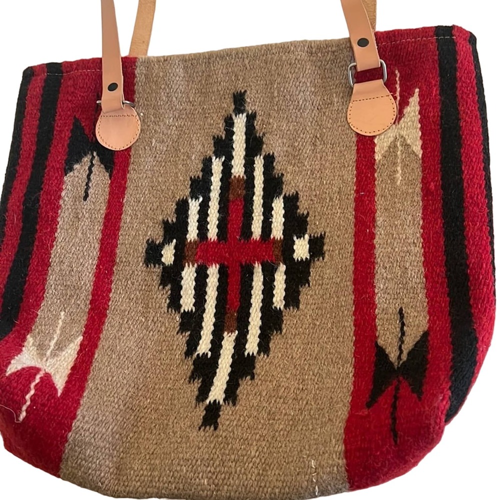 El Paso Saddle Blanket Woven Wool Shoulder Bag Native AmericanInspired Tote